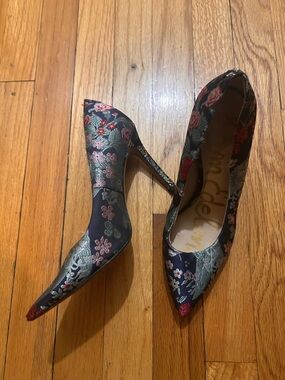 Sam Edelman Floral Brocade Pointed Toe High Heels